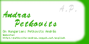 andras petkovits business card