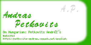 andras petkovits business card
